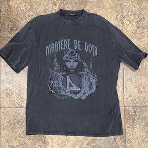 Maniere De Voir Black Graphic T-Shirt dress